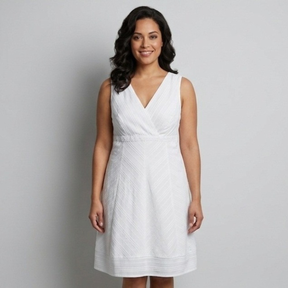 Rabbit Rabbit Rabbit Designs White Lace Trim Cotton V-Neck Dress L Boho Fairy